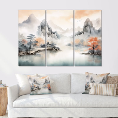 «Grey Tranquil Chinese Landscape Serenity I - China», art mural