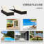 Chaise longue, ensemble de 2 chaises avec dossier à 5 angles, table basse d'extérieur, coussins hydrofuges, chaises de piscine en osier de rotin PE, ensemble de meubles de piscine 3 pièces, brun foncé / blanc crème-1229261720-1229261734