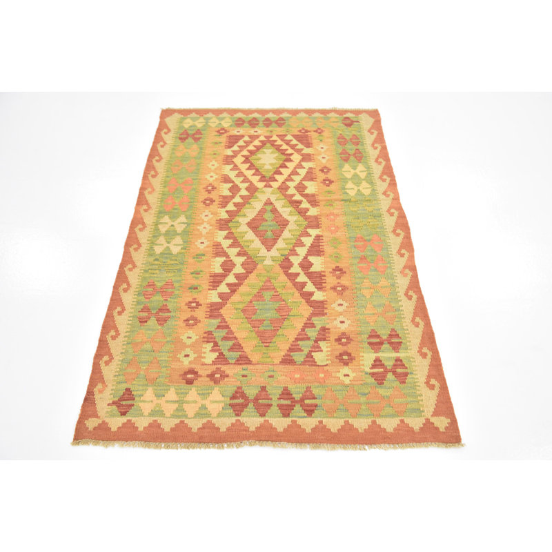 Tapis en laine rouge 3 pi 2 po x 5 pi en laine one-of-kind main-noué la new age Elland