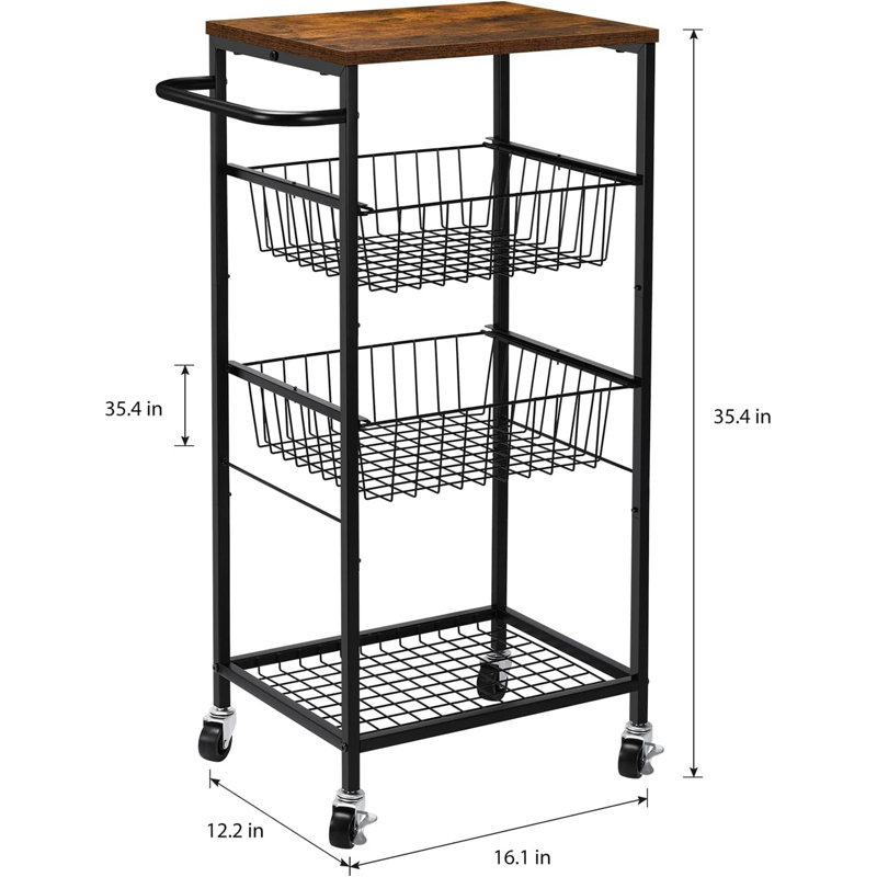 35.4'' H x 16.1'' W Utility Cart with Wheels