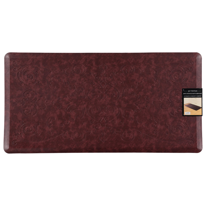 Water Resistant Anti-Fatigue Non-Skid Kitchen Mat, Rectangle 1'8" x 3'3", Burgundy
