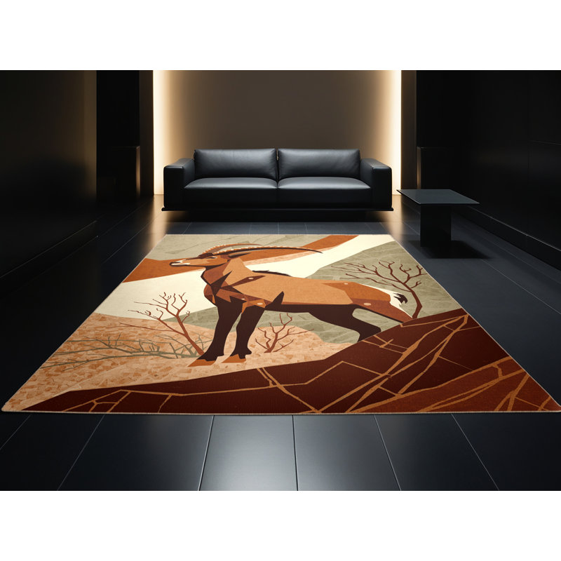 Tapis brun rustique lavable à la machine Pavle, 2 x 5