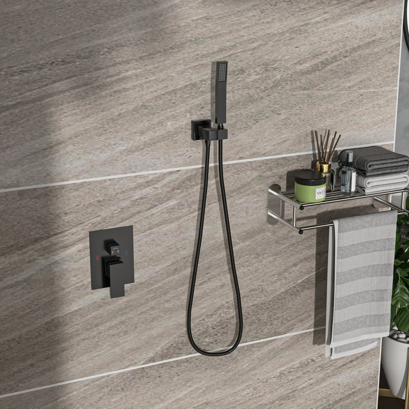 Pomme de douche murale double - carré 12 po, finition noir mat avec têtes équilibrées