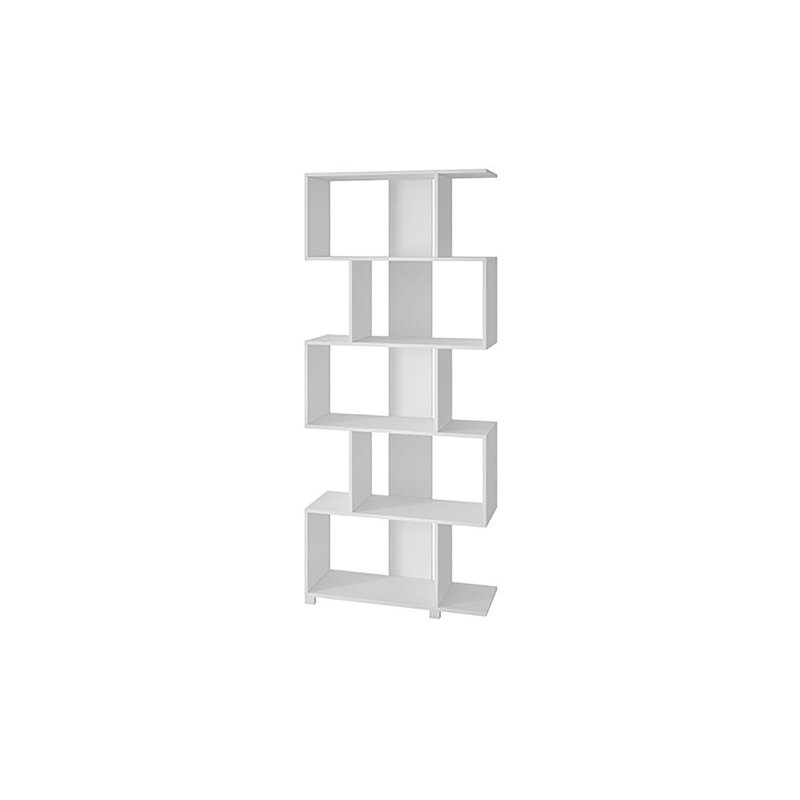 White Geometric Wood Bookcase with Cubes