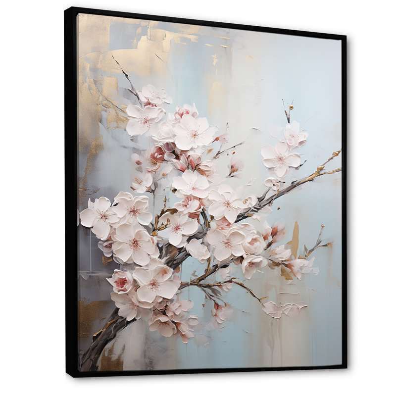 Impression sur toile encadrée, "Cherry Blossom I", H 40 po x l 30 po x P 1,5 po, Cadre flottant noir
