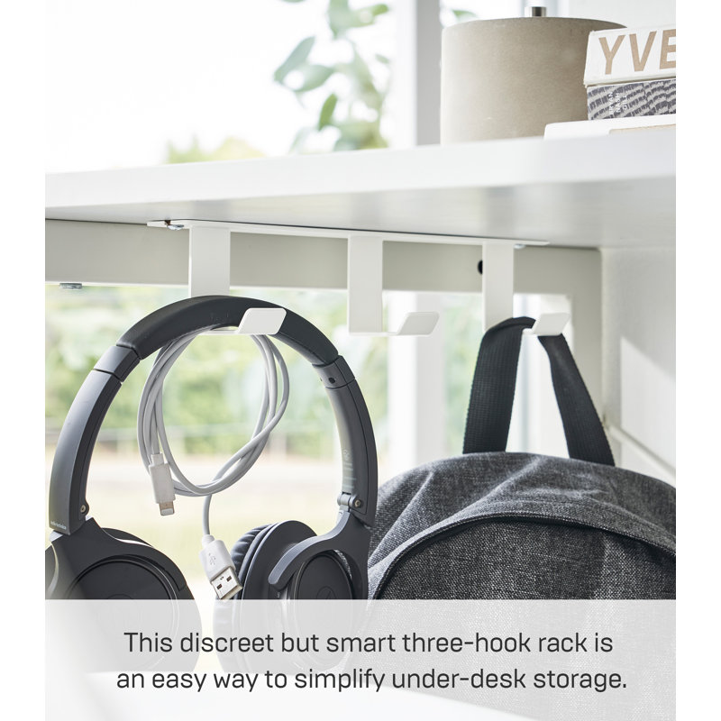 White Steel Under-Desk Storage Hooks