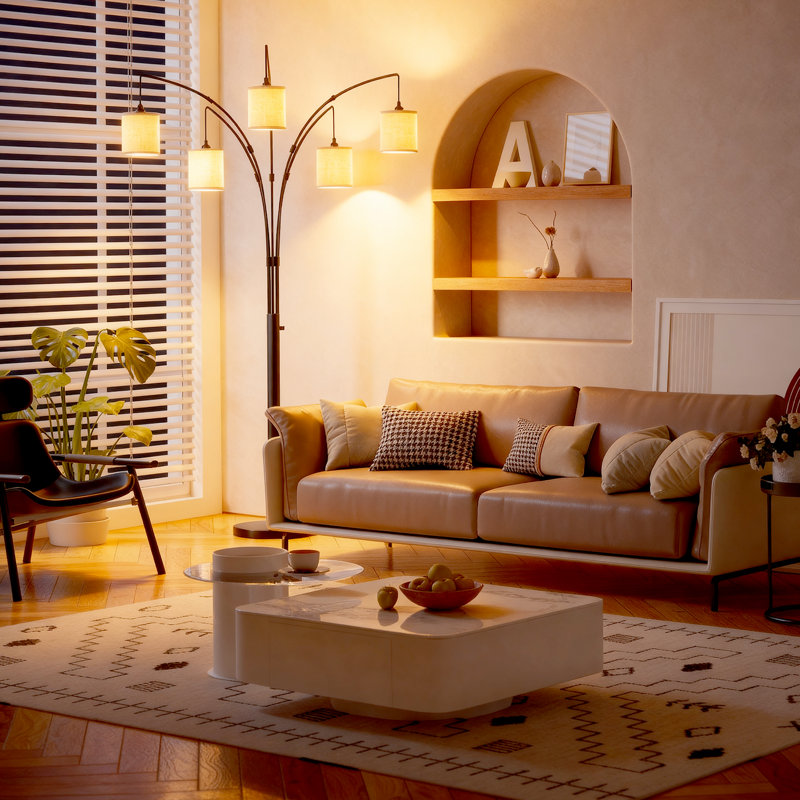 Grande lampe sur pied arquée 5 lumières 83 "avec ampoules 83"