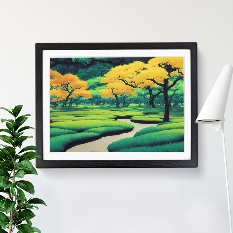 A Peaceful Spring Forest - Single Picture Frame Print, Black, 46cm H x 64cm W