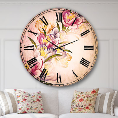 Fleurs mauves - horloge murale
