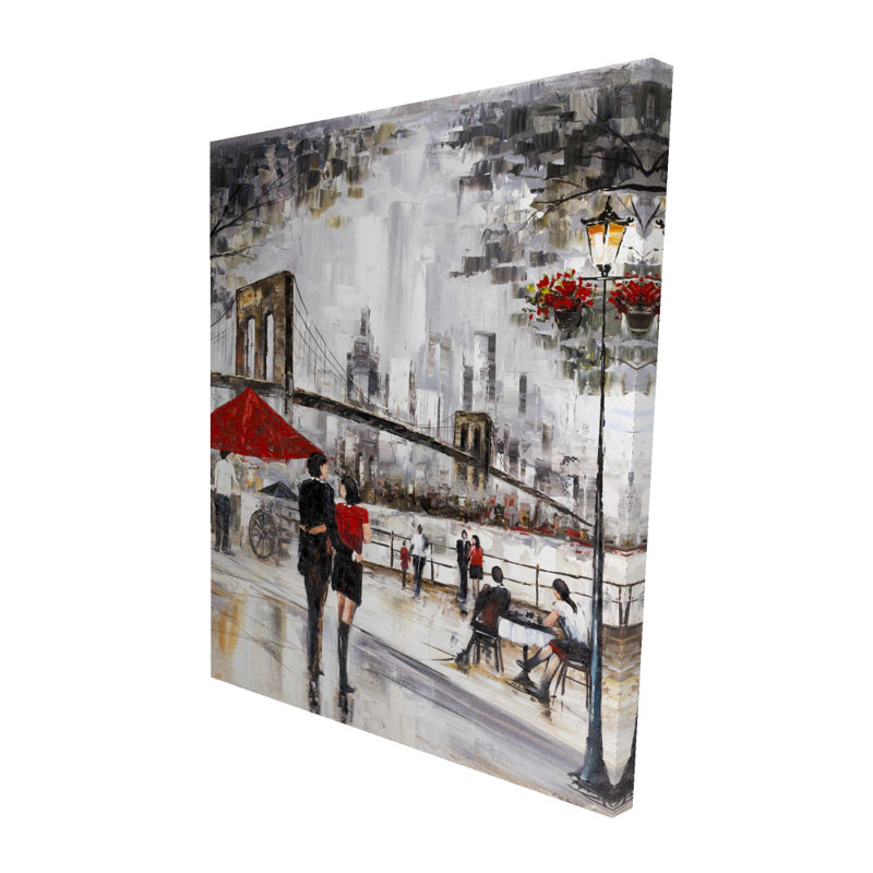 Couple in New York City - Bedroom Red Canvas for Home Decor