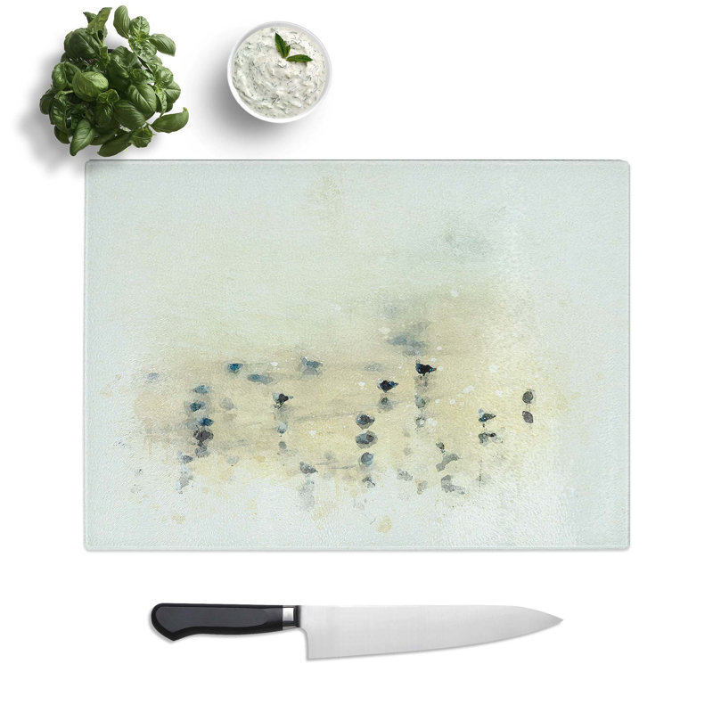 Tempered Glass Seagulls upon the Beach Chopping Board, 28.5 cm W x 20 cm L
