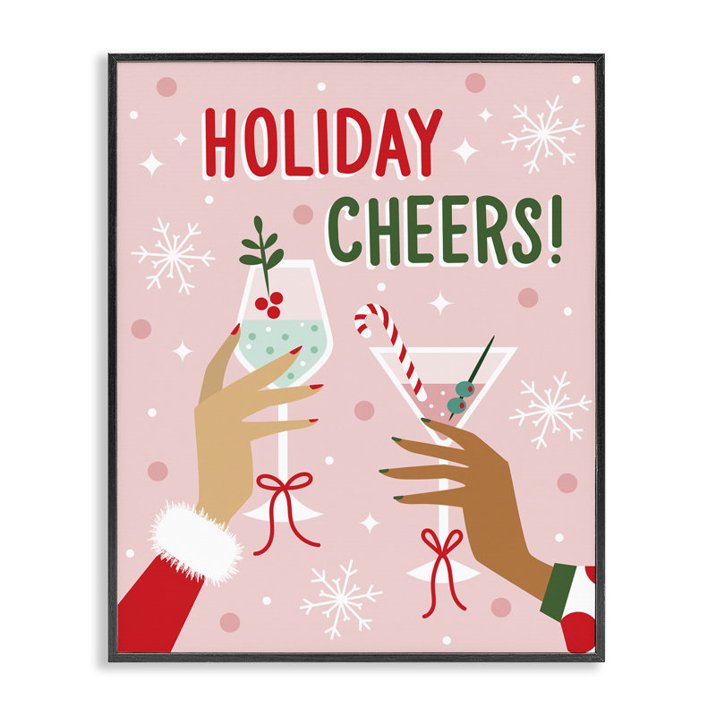«Holiday Cheers», art giclée, par Ilis Avilés, H 14 po x l 11 po, Giclée encadrée noir minuit