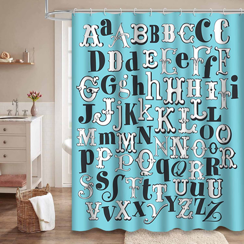 Rideau de douche imperméable à l'eau avec lettres et cirque, L 72 po x l 84 po