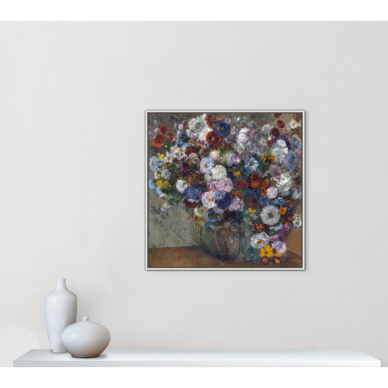 «A Vase of Flowers» par Edgar Degas, H 37,5 po x l 37,5 po x P 2 po, Pas de tapis, Toile encadrée flottée blanche