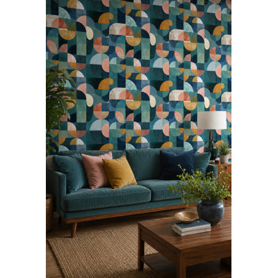 Mid-Century Modern Wallpaper Geometric Removable Abstract Wall Double Roll