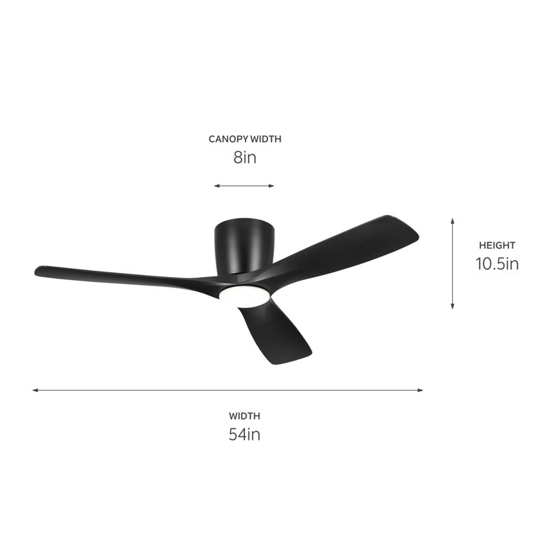 Volos 54'' Ceiling Fan with LED Lights, Satin Black