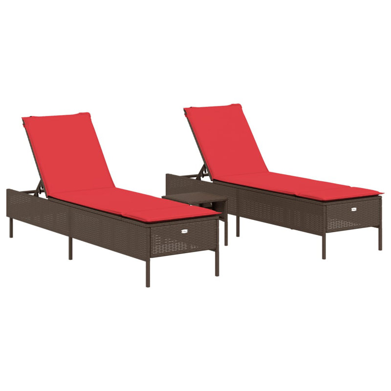  Patio Sun Lounger Set Brown, Red, Red, Brown