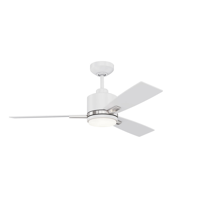 NUVEL 42 Ceiling Fan with LED Lights, Matte White/Satin Nickel