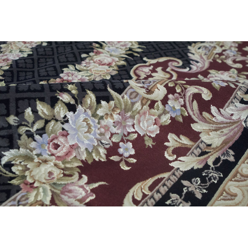 Tapis noir et noir de haute qualité noué à la main