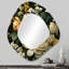 Motif de fleurs de chrysanthème Earthy Greens - miroir de forme irrégulière florale, miroir mural asymétrique vert unique, impression d'art en métal-107230454