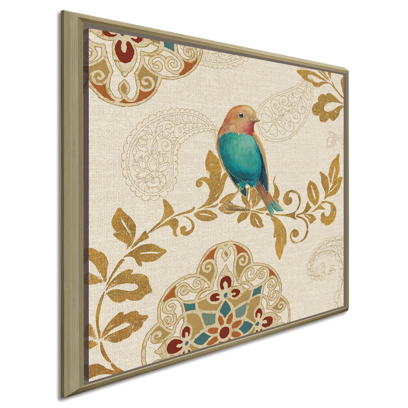 «Bird Rainbow Teal», reproduction de peinture à l'aquarelle sur toile tendue, H 27,5 po x l 27,5 po x P 2 po