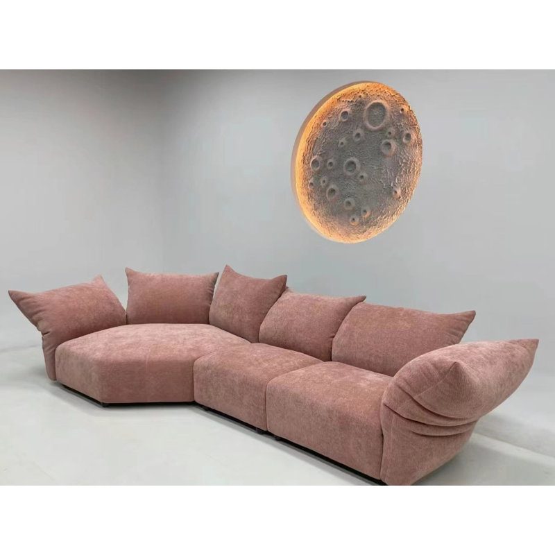 Canapé modulaire Blossom Embrace, Tissu rose, Orienté à gauche (vu de face)