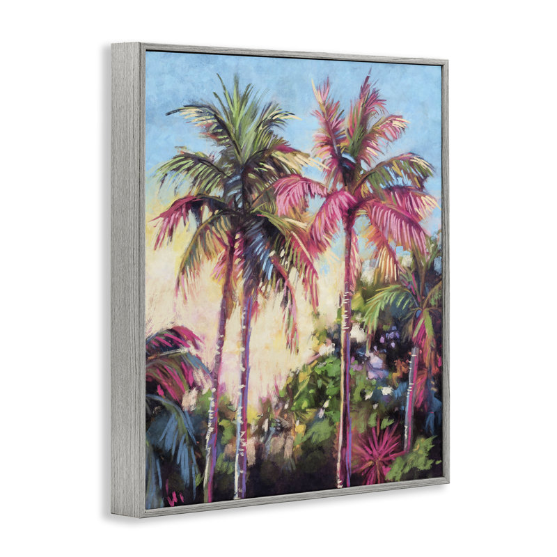 «Tropical Palms Pink», estampe numérique encadrée par Nina Blue, H 14 po x l 11 po, Estampe numérique Farmhouse