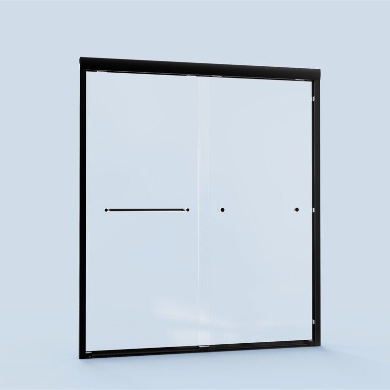 Porte de douche double 72 "H 72", l 56 "-60", verre trempé de 6 mm, noir mat, élément de salle de bain semi-coulissant l 56 "-60" x H 72 ", porte 1/4"