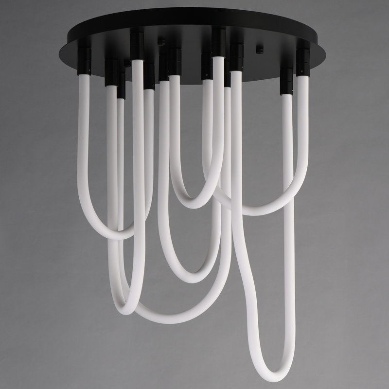 Soleil-Flush Mount Chandelier, Black
