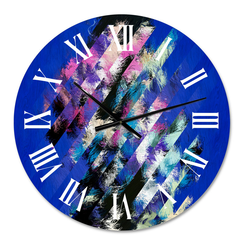 Fragmenté géométrique sur fond bleu classique - horloge murale moderne, Petit