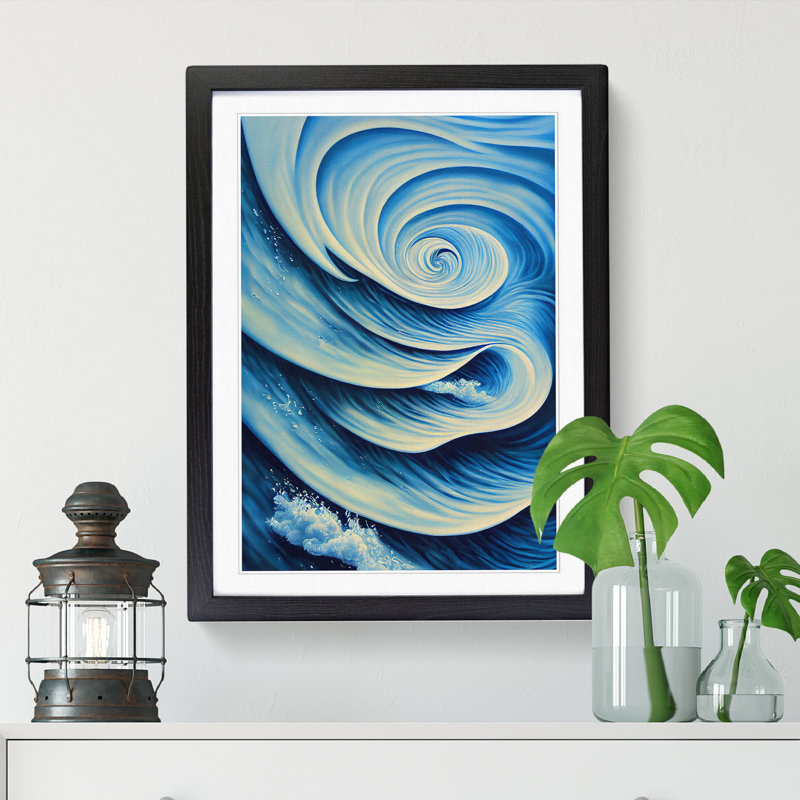Unique Ocean Abstract Vol.4 - Single Picture Frame Print, Black, 64cm H x 46cm W x 2cm D