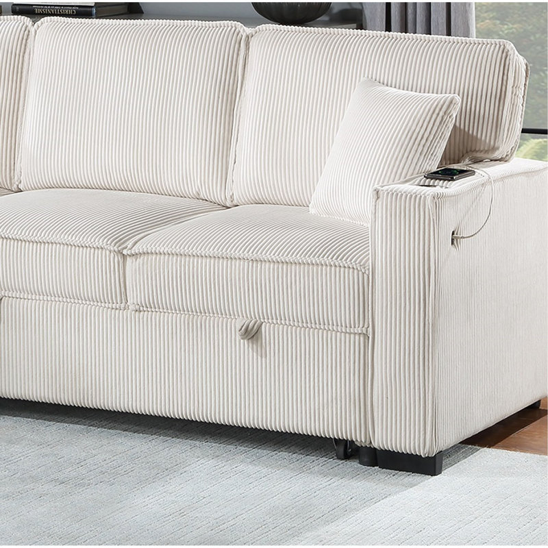Ensemble de canapé convertible modulaire en velours côtelé réversible avec rangement pour canapé et canapé-lit 2 pièces