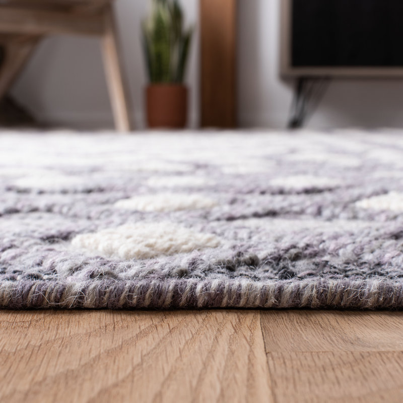Seguin Natura Hand Woven Wool/Cotton Geometric Rug in Gray, Rectangle 3' x 5'