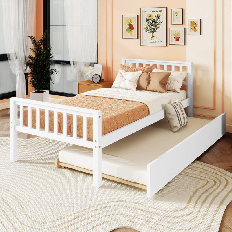 Twin Bed With Trundle, White