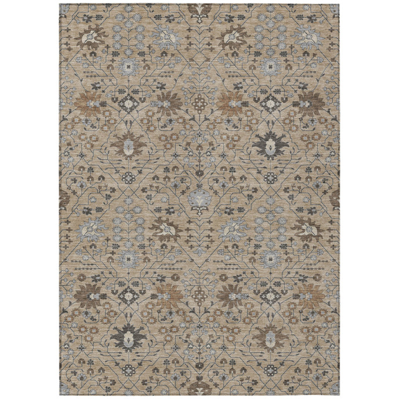 Tapis d'intérieur et d'extérieur lavable taupe brun et gris 5 pi x 8 pi