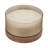 Decorative Ribbed Glass Wood Sage & Sea Salt Scented Candle for Bookshelf - Modern Relaxing Accent for Living Room or Bedroom Decor- 12", Ivory & Tan