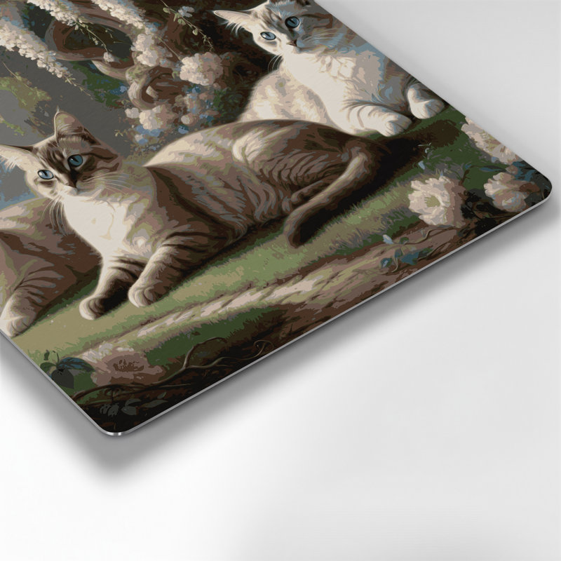 Chats, art mural gris tonkinois en métal, H 144 po x l 144 po x P 0,05 po
