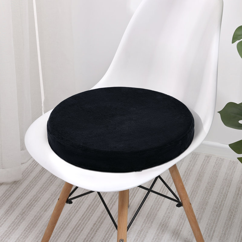 Indoor 2'' Dining Chair Seat Cushion, Black Polyester/Polyester Blend