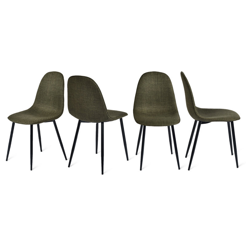 Delfinia Upholstered Side Chairs, Fabric Lime Green, Black