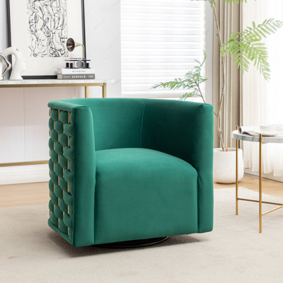 Occie Velvet Swivel Barrel Chair