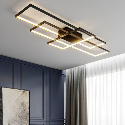 Raffa 3-Light Neutral Style Rectangular LED Semi Flush Mount Ceiling Light