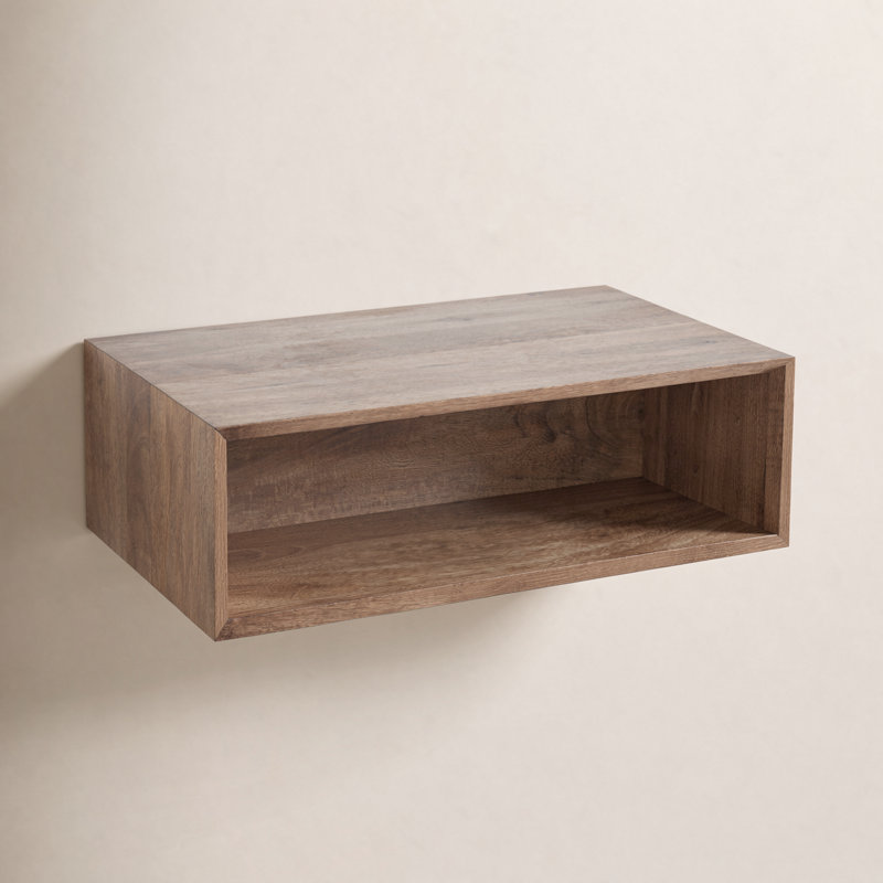 Geoffry Mango Floating Shelf with Drawer, Natural