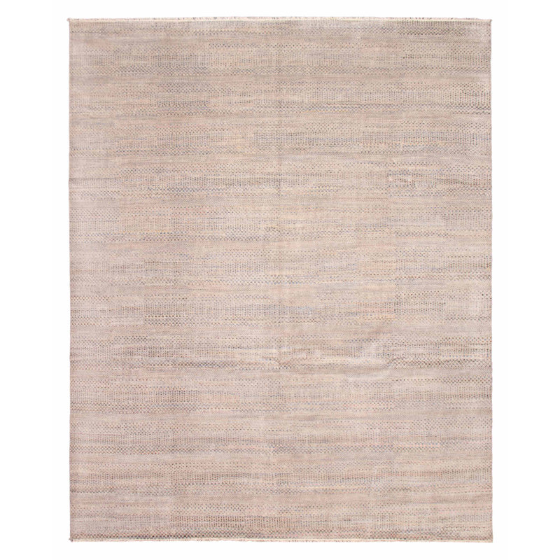 Tapis gris ombre en soie noué à la main unique 11 pi 11 po x 14 pi 11 po