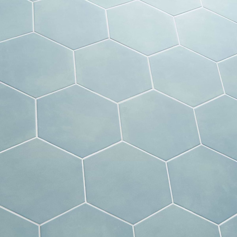 HexArt 8" Hexagon Porcelain Matte Tile, Turquoise 8" Hexagon
