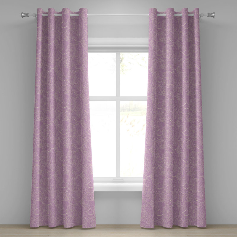 Rideau décoratif à 2 panneaux avec œillets Astoria Grand Leaves, 50 po x 63 po, beige lavande, L 50 po x L 84 po