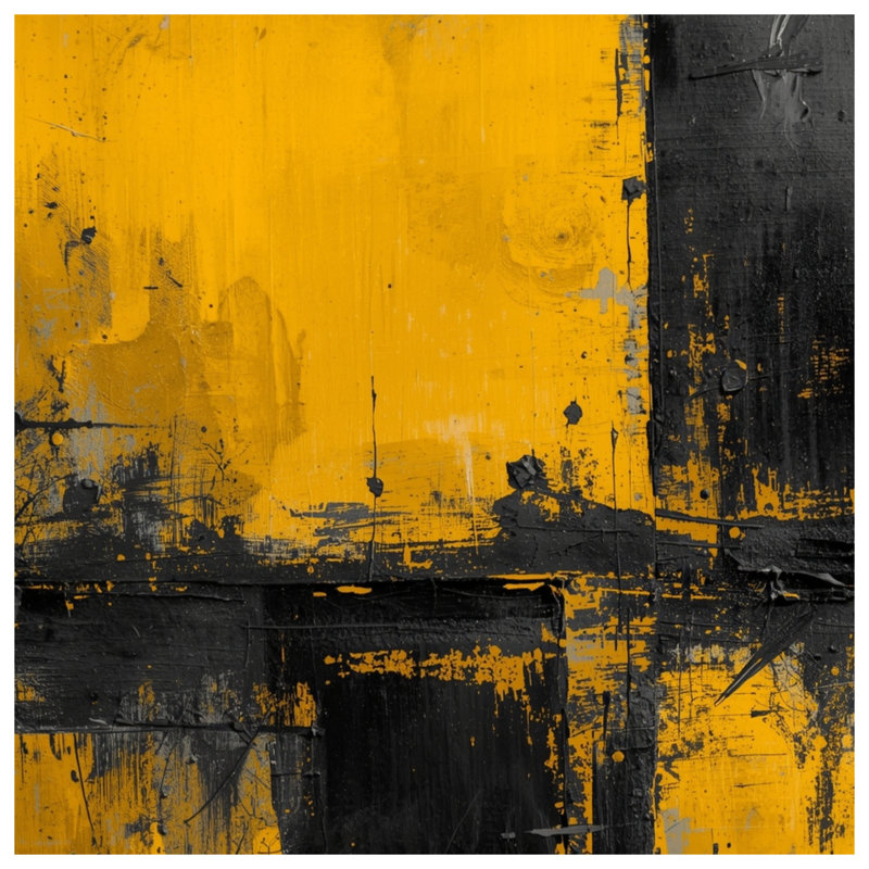 Jaune, noir, peinture abstraite, couvertures, L 60 po x H 80 po