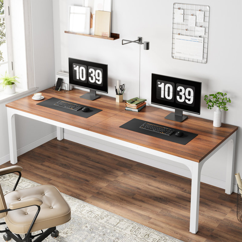 Bureau d'ordinateur l 78,8 po Alyzia, Noyer/blanc