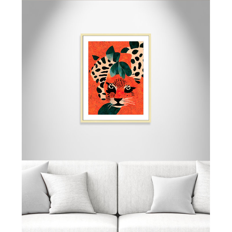 «Jaguar’s Gaze I» par Treechild, L 23,5 po x H 29,5 po, Imprimé mat, Or mat