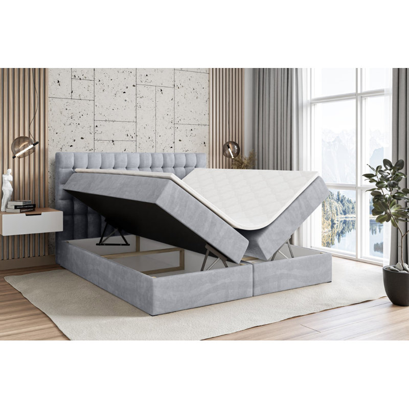 Divan Bed Set, 180 x 200cm, Light Grey