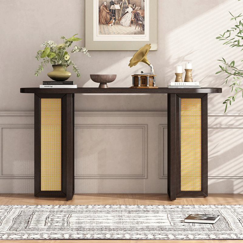 Console d'entrée en rotin Farmhouse, Espresso
